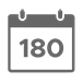 Gray calendar illustration with 180 in bold font