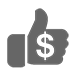 Gray thumbs up with a dollar symbol over the hand
