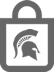 A gray shopping bag outline with a gray Spartan helmet centered on the bag's face