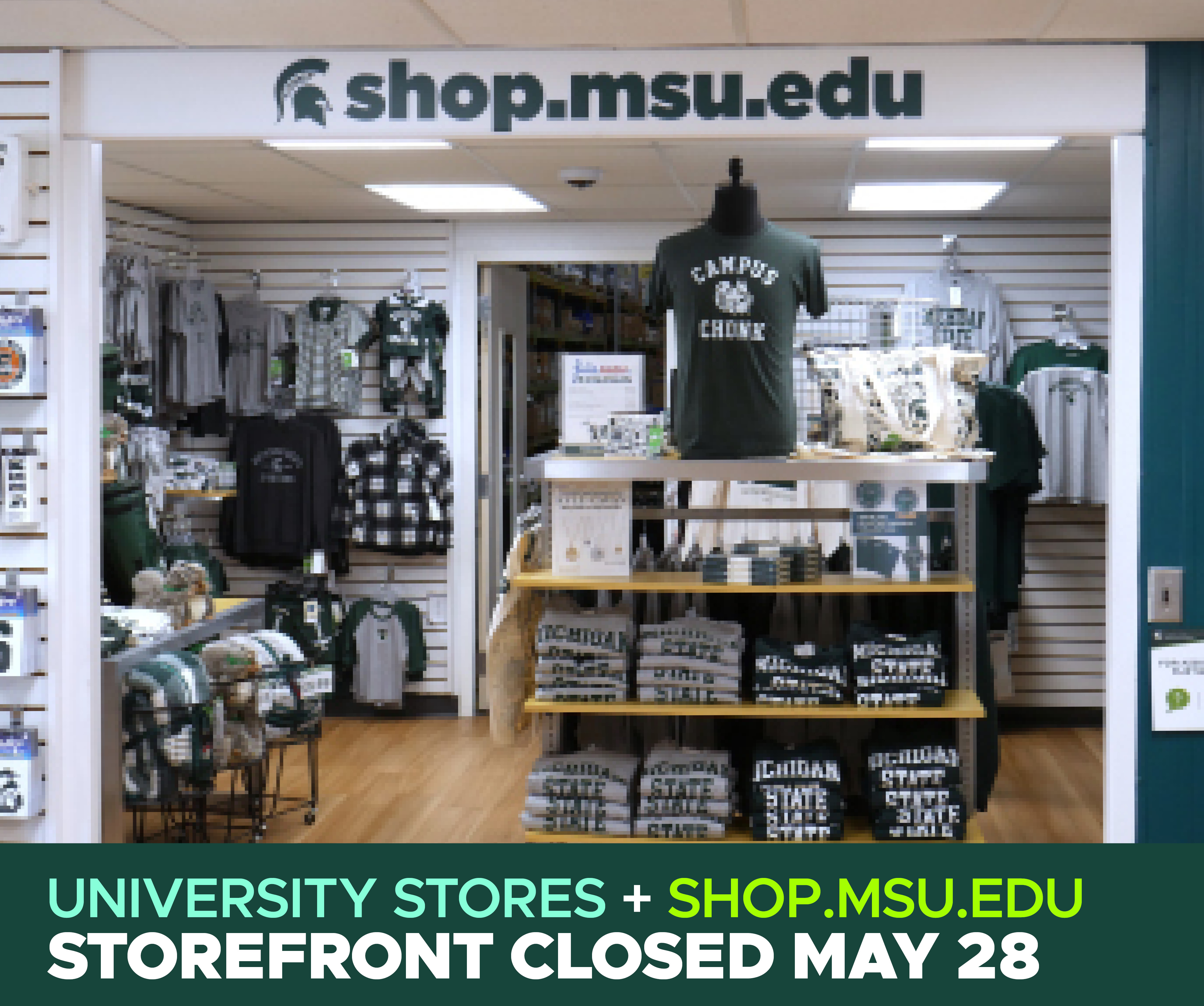 Storefront to close for inventory on Wednesday, May 28